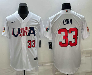 Mens USA Baseball #33 Lance Lynn Number 2023 White World Baseball Classic Stitched Jersey->2023 world baseball classic->MLB Jersey
